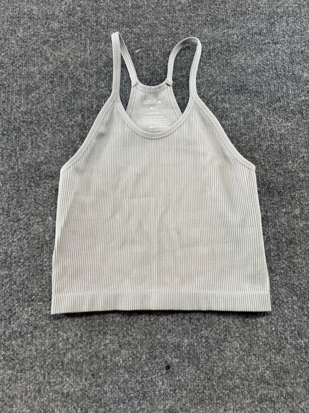 ODODOS Tank Top Womens M/L Gray Ribbed Cropped High Neck Athletic Yoga Gym